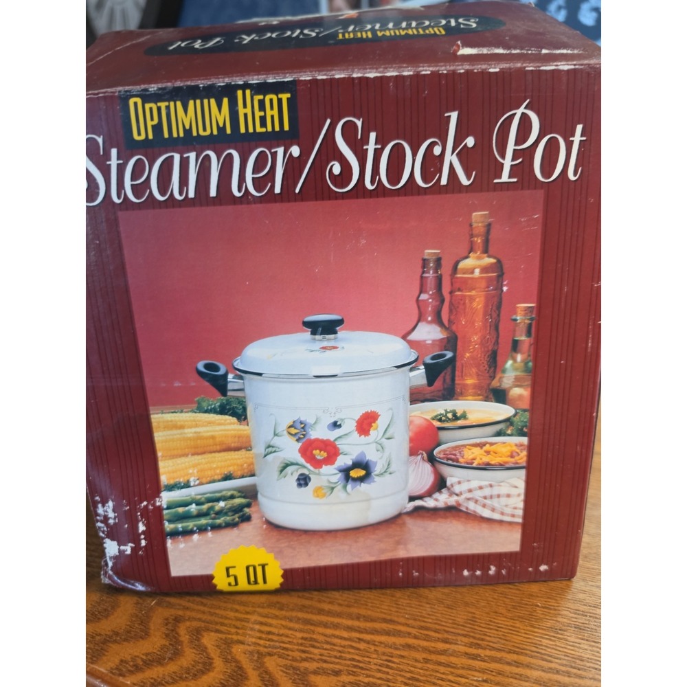 Vintage Nos Optimum Heat Steamer/Stock Pot 5 Qt